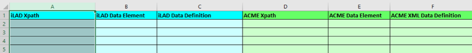 iLAD Sample Data Mapping Worksheet