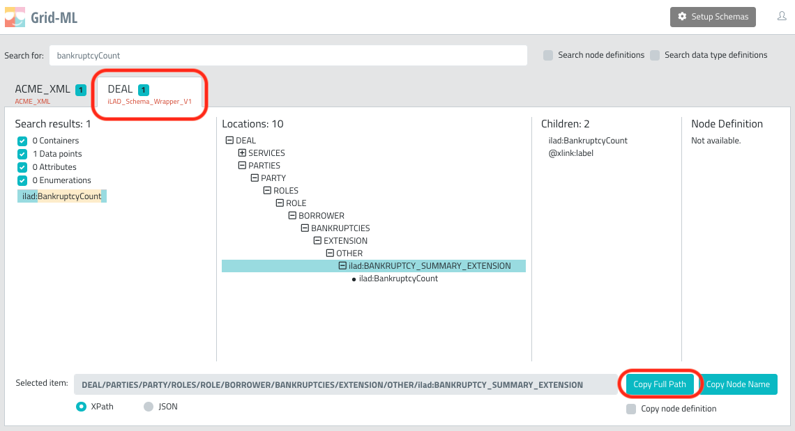 Sample iLAD  Schema Search