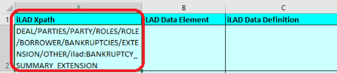 Worksheet with iLAD Container XPATH